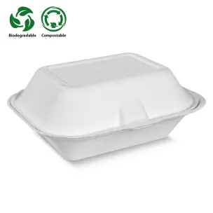 White Square Bagasse Burger Box